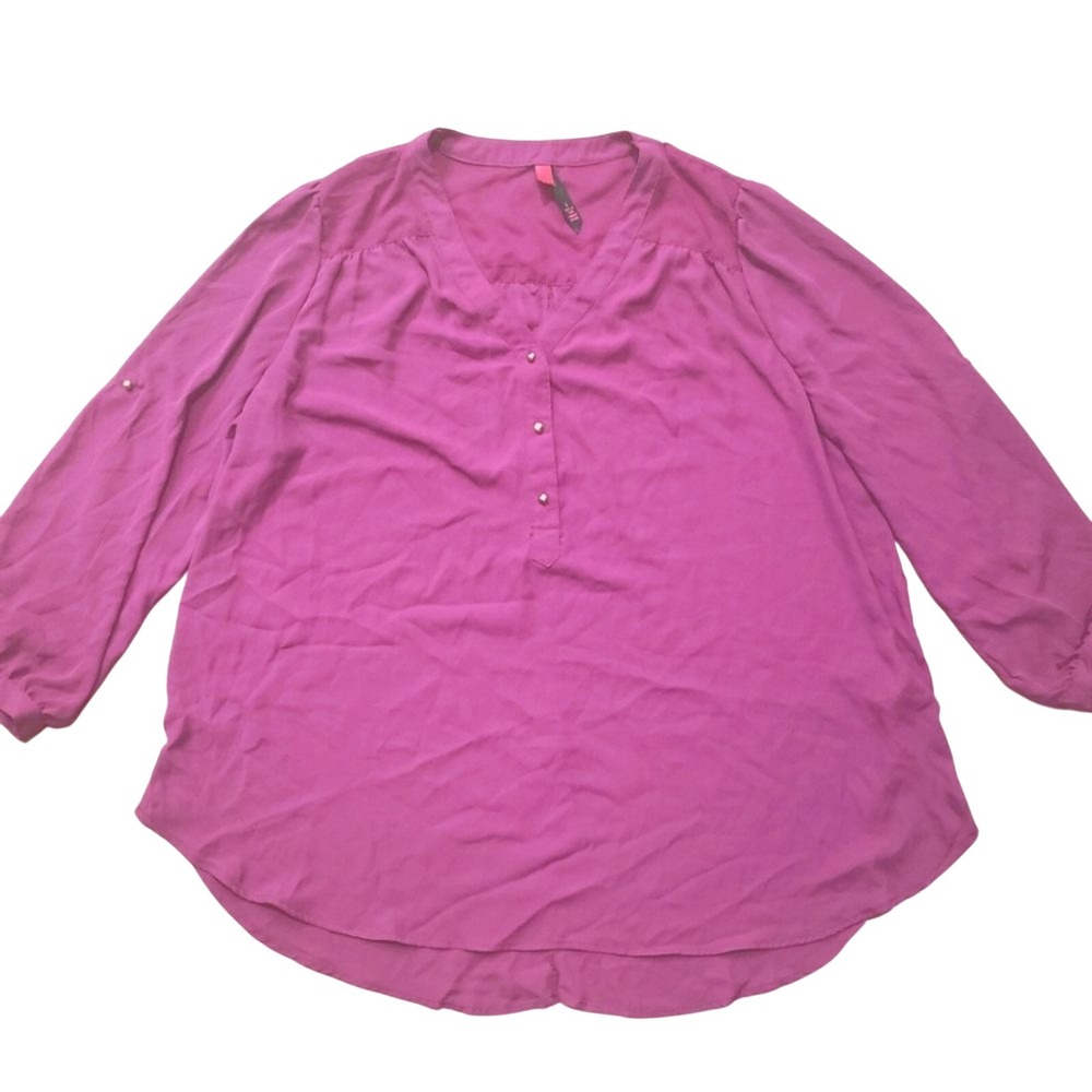 Pure Energy Plus 1 1X Plum Tunic Peasant Top Shirt NEW